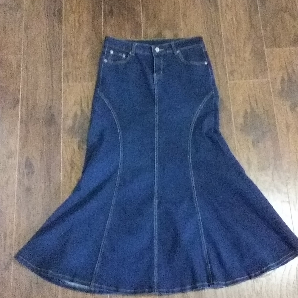 Denim maxi length skirt